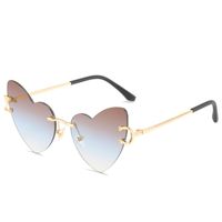 Fashion Gradient Color Heart Shape Pc Special-shaped Mirror Frameless Women's Sunglasses sku image 5