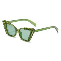 Fashion Solid Color Ac Cat Eye Diamond Full Frame Women's Sunglasses sku image 2