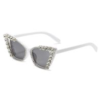 Fashion Solid Color Ac Cat Eye Diamond Full Frame Women's Sunglasses sku image 3