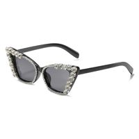 Fashion Solid Color Ac Cat Eye Diamond Full Frame Women's Sunglasses sku image 1
