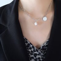 Simple Style Oval Titanium Steel Inlay Freshwater Pearl Necklace sku image 2