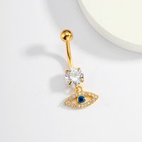 Fashion Leaf Devil's Eye Butterfly Stainless Steel Plating Zircon 18k Gold Plated Belly Ring main image 9