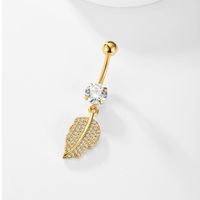 Fashion Leaf Devil's Eye Butterfly Stainless Steel Plating Zircon 18k Gold Plated Belly Ring main image 2