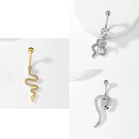 1 Piece Sexy Snake Stainless Steel Plating Zircon Belly Ring main image 1