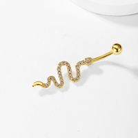 1 Piece Sexy Snake Stainless Steel Plating Zircon Belly Ring main image 5