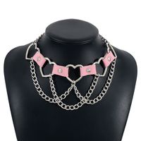Simple Hip-hop Punk Exaggerated Metal Texture Pu Heart Shaped Necklace sku image 3