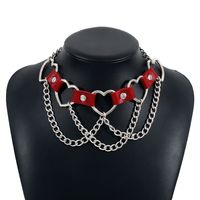 Simple Hip-hop Punk Exaggerated Metal Texture Pu Heart Shaped Necklace sku image 4