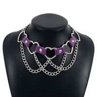 Simple Hip-hop Punk Exaggerated Metal Texture Pu Heart Shaped Necklace sku image 5