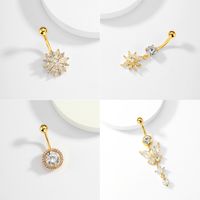 1 Piece Sexy Round Flower Butterfly Stainless Steel Plating Zircon Belly Ring main image 1