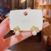 1 Pair Fashion Heart Shape Flower Bow Knot Imitation Pearl Alloy Rhinestone Inlay Opal Women's Earrings sku image 1