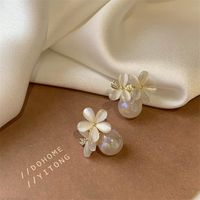 1 Pair Fashion Heart Shape Flower Bow Knot Imitation Pearl Alloy Rhinestone Inlay Opal Women's Earrings main image 3