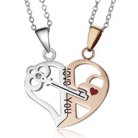 Stainless Steel Fashion Plating Heart Shape Pendant Necklace sku image 5