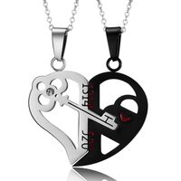 Stainless Steel Fashion Plating Heart Shape Pendant Necklace sku image 4