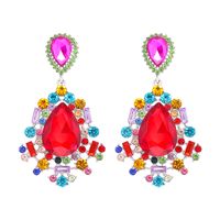 1 Pair Fashion Flower Alloy Inlay Zircon Women's Drop Earrings sku image 1