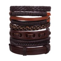 Retro Geometric Pu Leather Rope Braid Men's Bracelets sku image 5