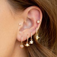 1 Set Lady Star Copper Plating Zircon Earrings main image 1
