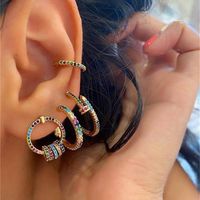 1 Set Fashion Geometric Copper Plating Artificial Pearls Turquoise Zircon Earrings main image 5