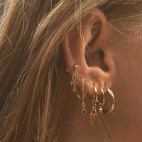 1 Set Fashion Geometric Copper Plating Artificial Pearls Turquoise Zircon Earrings sku image 18