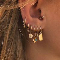1 Set Fashion Geometric Copper Plating Artificial Pearls Turquoise Zircon Earrings sku image 17