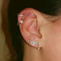 1 Set Fashion Geometric Copper Plating Artificial Pearls Turquoise Zircon Earrings sku image 3