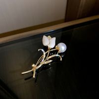 Moda Oval Flor Mariposa Cobre Embutido Diamantes De Imitación Perla Mujeres Broches sku image 26