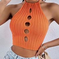Women's Sweater Knitwear Tank Tops Backless Sexy Simple Style Solid Color sku image 1