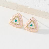 1 Pair Fashion Triangle Devil's Eye Copper Enamel Zircon Ear Studs main image 4