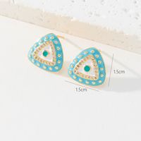 1 Pair Fashion Triangle Devil's Eye Copper Enamel Zircon Ear Studs sku image 4