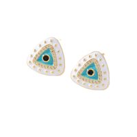 1 Pair Fashion Triangle Devil's Eye Copper Enamel Zircon Ear Studs main image 2