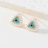 1 Pair Fashion Triangle Devil's Eye Copper Enamel Zircon Ear Studs sku image 3