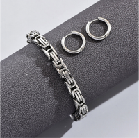 Wholesale Hip-hop Geometric Stainless Steel Bracelets Earrings main image 3