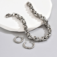 Wholesale Hip-hop Geometric Stainless Steel Bracelets Earrings main image 2