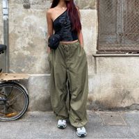 Fashion Streetwear Solid Color Cotton Full Length Casual Pants Wide Leg Pants main image 6