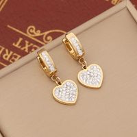 1 Pair Fashion Heart Shape Butterfly Stainless Steel Plating Zircon Dangling Earrings sku image 1