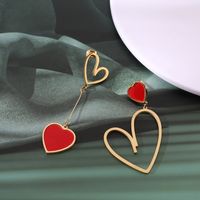 1 Pair Y2k Fashion Romantic Heart Shape Alloy Asymmetrical Women's Drop Earrings main image 1