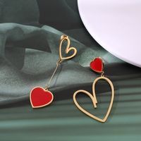 1 Paire Y2k Mode Romantique Forme De Cœur Alliage Asymétrique Femmes Boucles D'oreilles main image 1