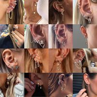 1 Set Streetwear Geometric Star Butterfly Mixed Materials Inlay Turquoise Rhinestones Zircon Women's Earrings main image 6