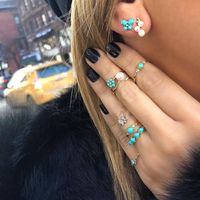 1 Set Streetwear Geometric Star Butterfly Mixed Materials Inlay Turquoise Rhinestones Zircon Women's Earrings sku image 19