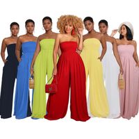 Women'S Holiday Casual Solid Color Full Length Pleated Casual Pants Jumpsuits main image video