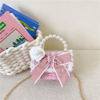 Women's Cotton And Linen Rabbit Flower Bow Knot Cute Pearls Square Flip Cover Crossbody Bag sku image 12