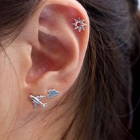 1 Set Streetwear Geometric Star Butterfly Mixed Materials Inlay Turquoise Rhinestones Zircon Women's Earrings sku image 1