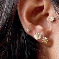 1 Set Streetwear Geometric Star Butterfly Mixed Materials Inlay Turquoise Rhinestones Zircon Women's Earrings sku image 9