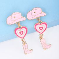 1 Pair Fashion Hat Heart Shape Boots Alloy Enamel Plating Women's Drop Earrings main image 5