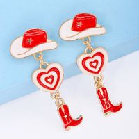 1 Pair Fashion Hat Heart Shape Boots Alloy Enamel Plating Women's Drop Earrings main image 4