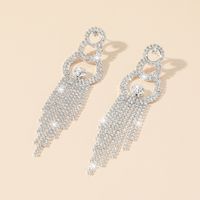 1 Pair Luxurious Circle Plating Artificial Crystal Silver Plated Chandelier Earrings main image 3