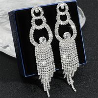 1 Pair Luxurious Circle Plating Artificial Crystal Silver Plated Chandelier Earrings main image 4