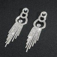 1 Pair Luxurious Circle Plating Artificial Crystal Silver Plated Chandelier Earrings main image 2