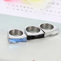 1 Piece Fashion Square Stainless Steel Polishing Glass Rings main image 3