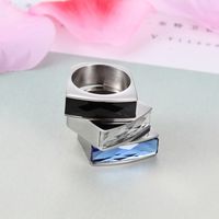 1 Piece Fashion Square Stainless Steel Polishing Glass Rings main image 2
