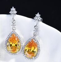 Nuevo Conjunto De Diamantes Amarillos De La Suerte Pendientes De Topa Azul Con Colgante De Diamantes Rosas Argyll sku image 5